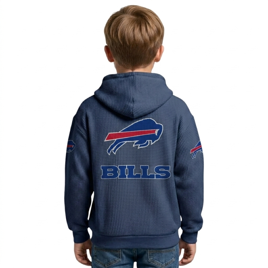 Buffalo Bills EST 1959 Printed Waffle Quarter Zip Kids Football Fan Hoodie