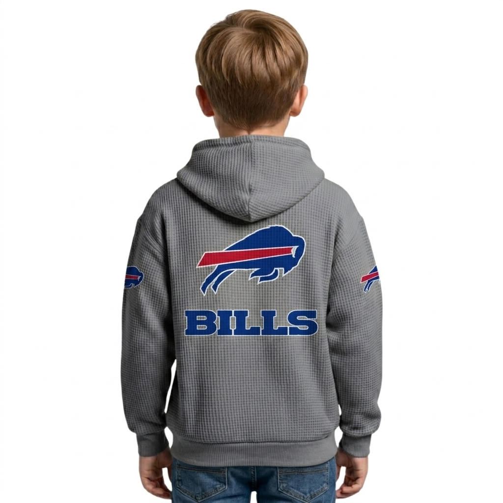 Buffalo Bills EST 1959 Printed Waffle Quarter Zip Kids Football Fan Hoodie
