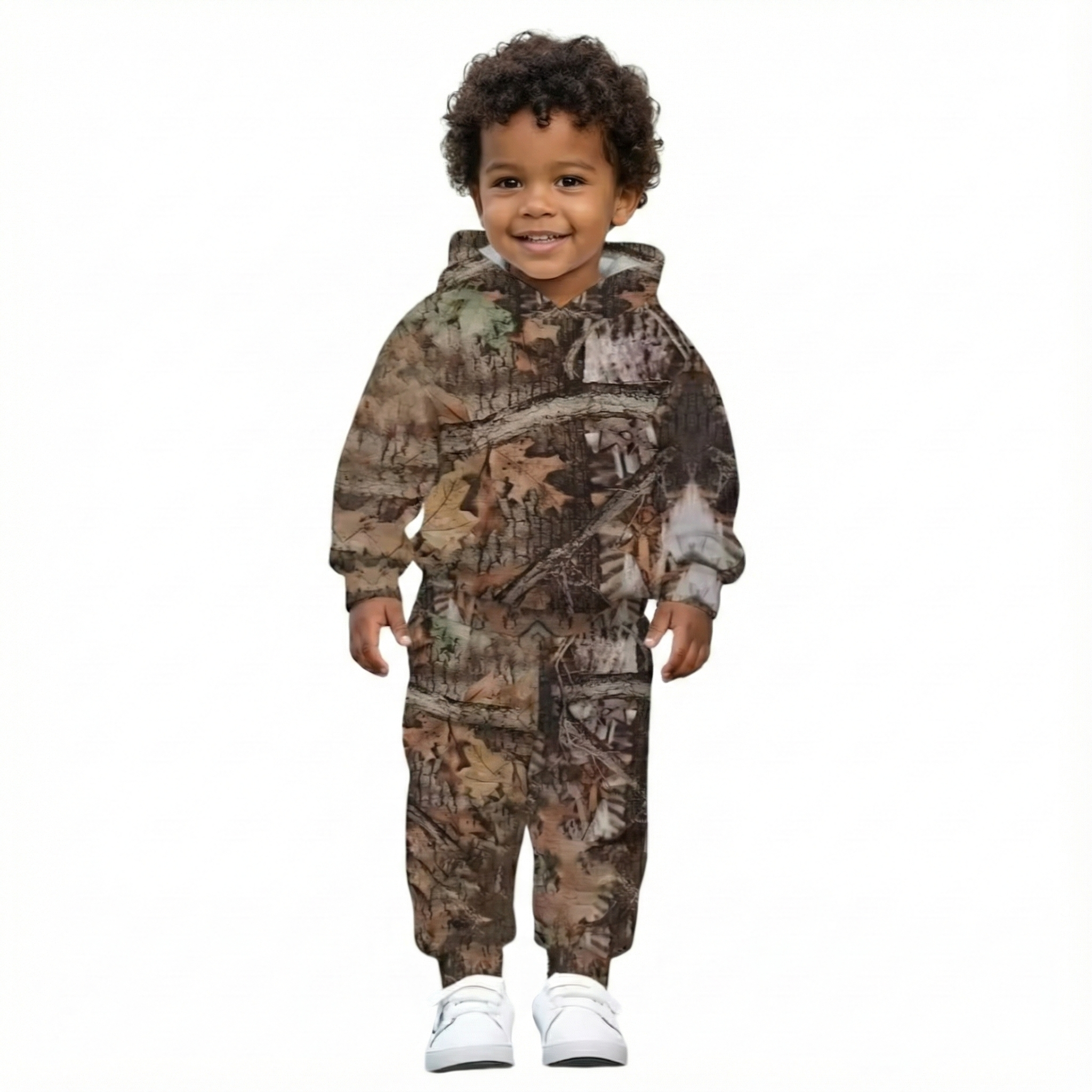 Boy Tree Print Fleece Hoodie And Jogger Pants Set