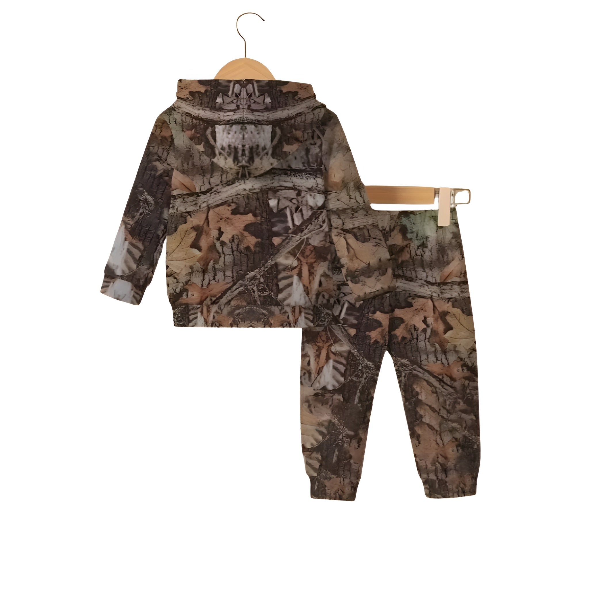 Boy Tree Print Fleece Hoodie And Jogger Pants Set