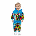Baby Boy Casual Hooded Sweatshirt And Pants Set With Block Based Game Print