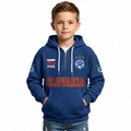 FIFA 2026 Slovakia Printed Waffle Quarter Zip Kids Football Fan Hoodie