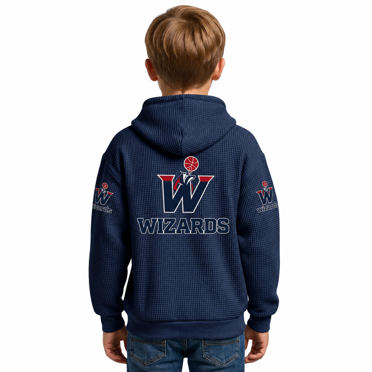 Washington Wizards EST 1961 Kids Baseball Fan Printed Waffle Quarter Zip Hoodie
