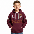 FIFA 2026 Qatar Printed Waffle Quarter Zip Kids Football Fan Hoodie