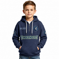 Minnesota Timberwolves EST 1989 Kids Baseball Fan Printed Waffle Quarter Zip Hoodie
