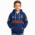 FIFA 2026 Curacao Printed Waffle Quarter Zip Kids Football Fan Hoodie