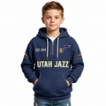 Utah Jazz EST 1974 Kids Baseball Fan Printed Waffle Quarter Zip Hoodie