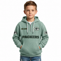 Green Bay Packers Football Themed Quarter Zip Kids Hoodie