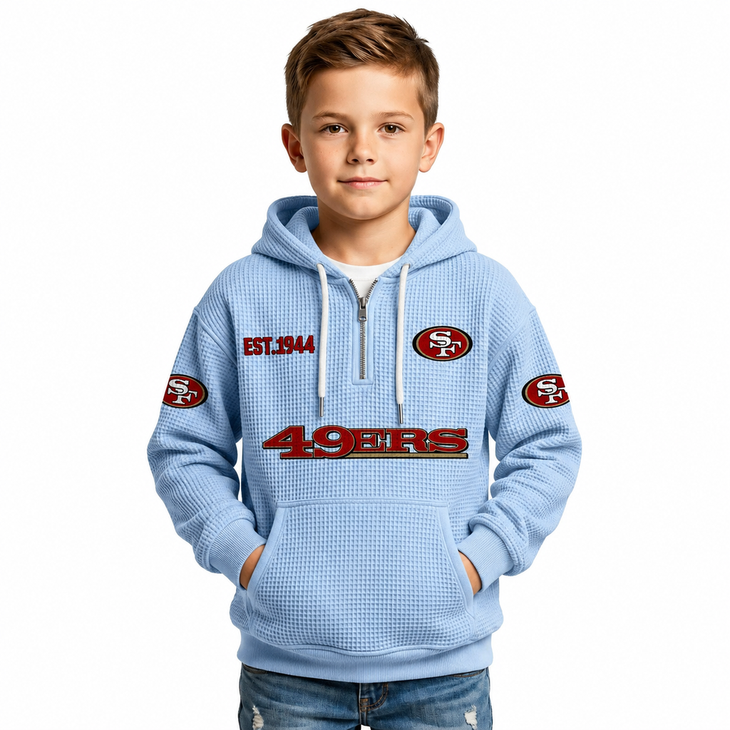 San Francisco 49ers Themed Quarter Zip Kids Hoodie