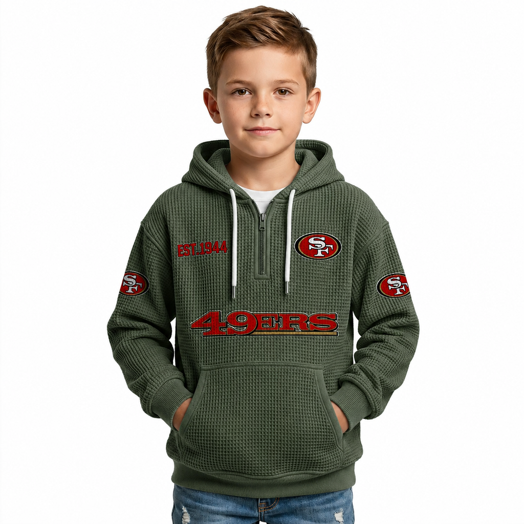 San Francisco 49ers Themed Quarter Zip Kids Hoodie