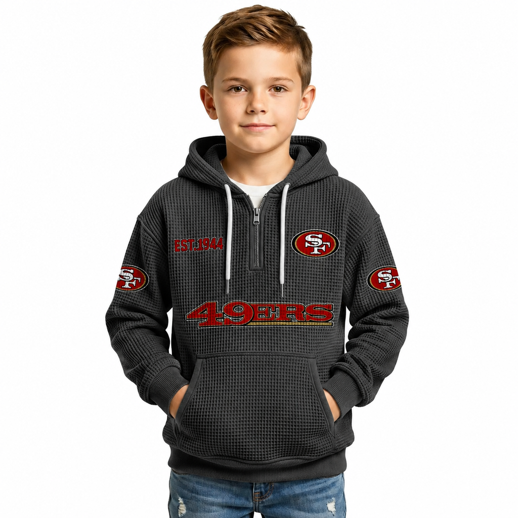 San Francisco 49ers Themed Quarter Zip Kids Hoodie