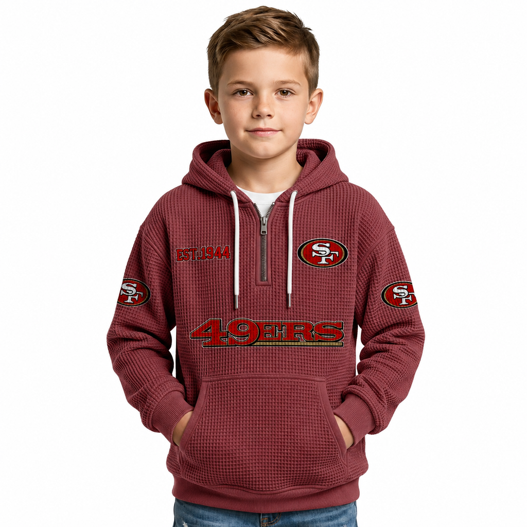 San Francisco 49ers Themed Quarter Zip Kids Hoodie