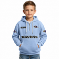 Baltimore Ravens EST 1996 Printed Quarter Zip Waffle Kids Football Fan Hoodie