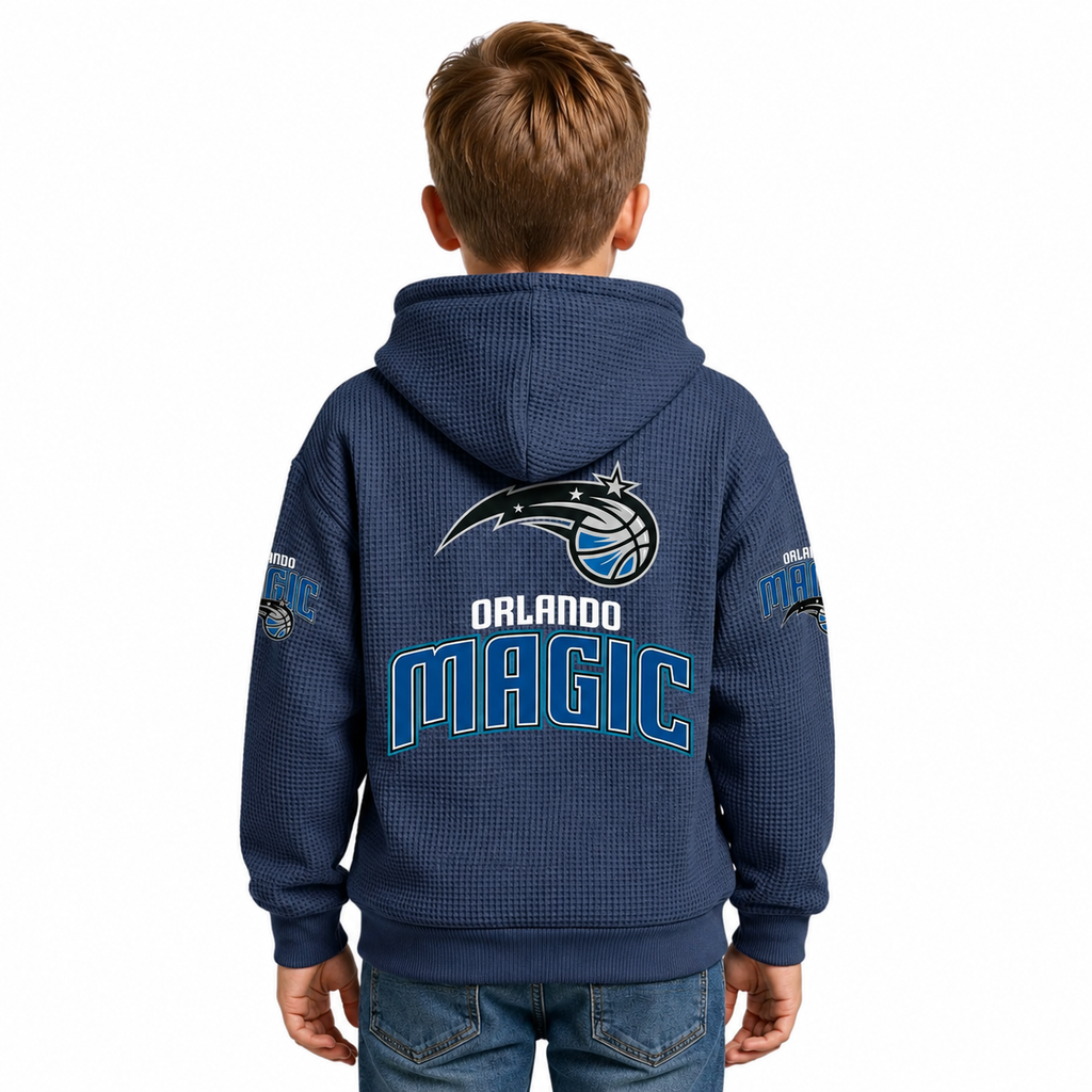 Orlando Magic EST 1989 Kids Baseball Fan Printed Waffle Quarter Zip Hoodie