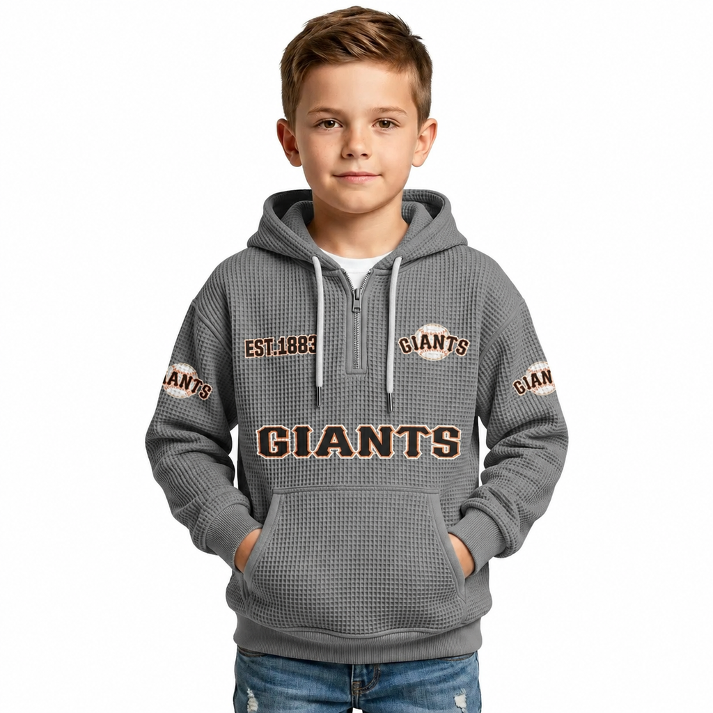 Giants EST 1883 Waffle Quarter Zip Kids Hoodie