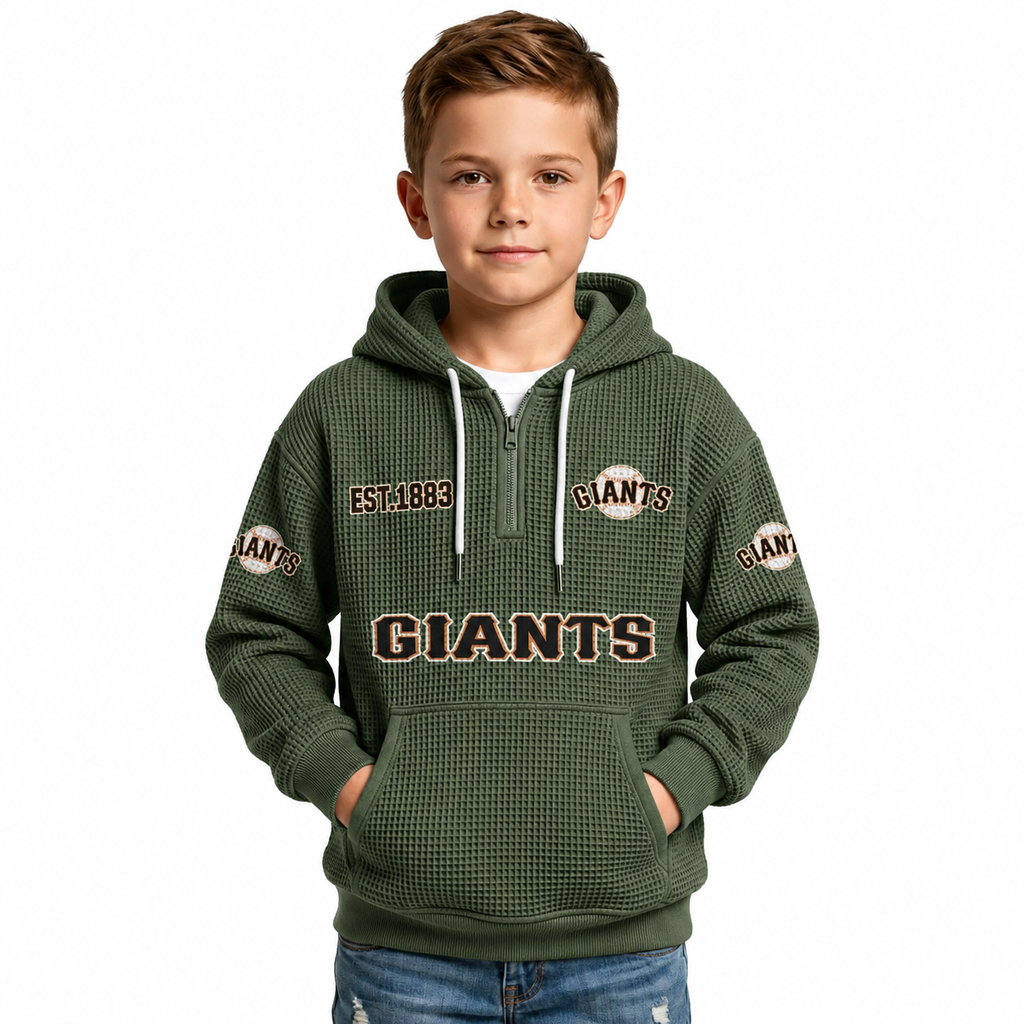 Giants EST 1883 Waffle Quarter Zip Kids Hoodie