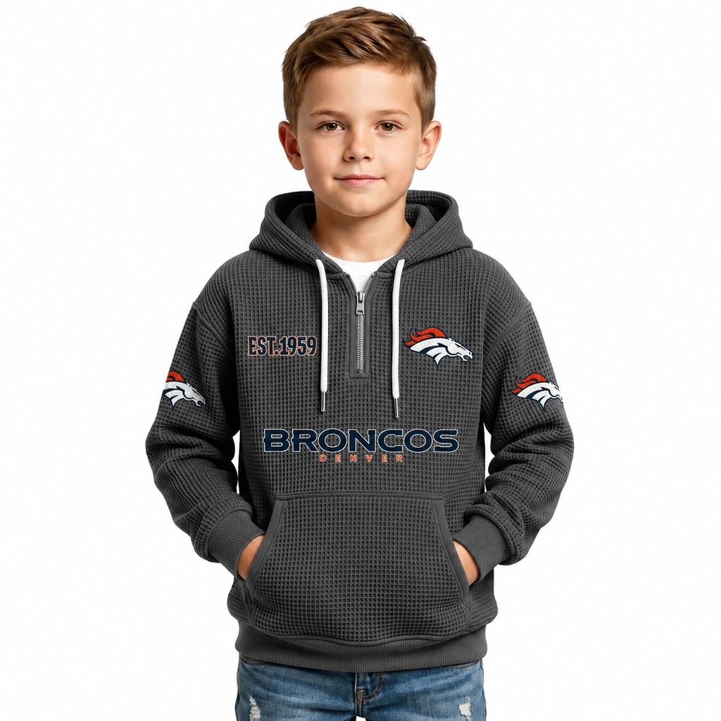 Denver Broncos EST 1959 Printed Quarter Zip Kids Hoodie
