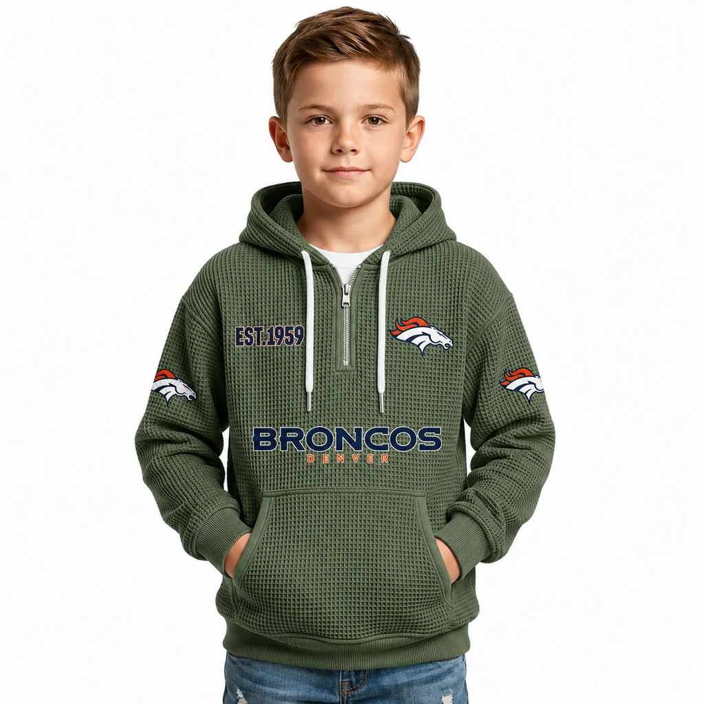 Denver Broncos EST 1959 Printed Quarter Zip Kids Hoodie