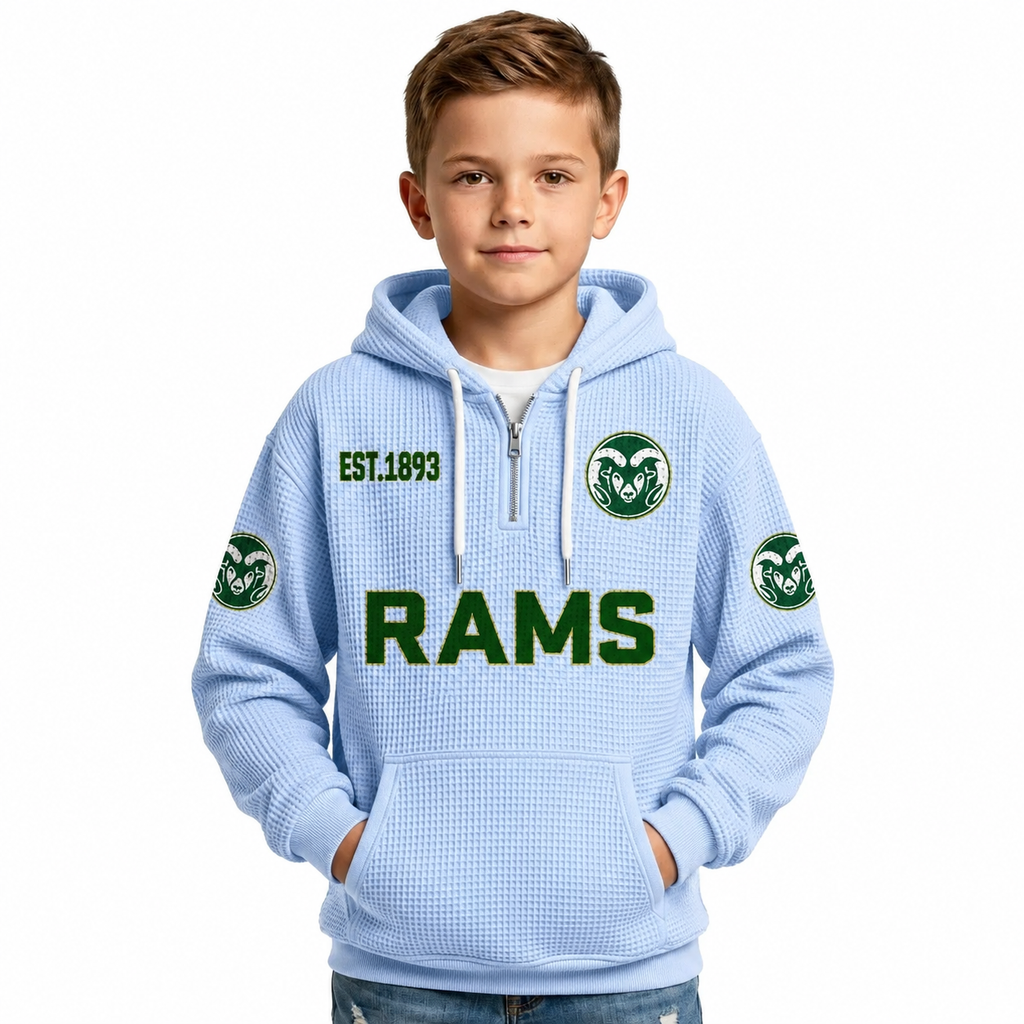 Los Angeles Angels EST 1961 Kids Baseball Fan Printed Waffle Quarter Zip Hoodie