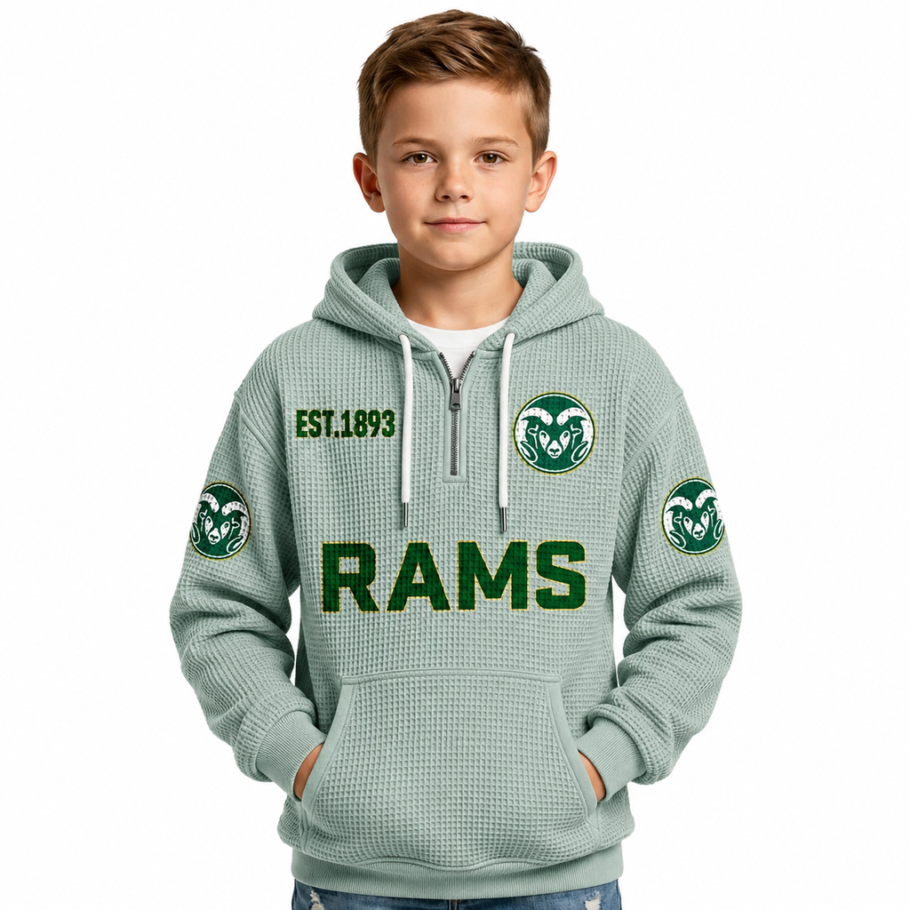 Los Angeles Angels EST 1961 Kids Baseball Fan Printed Waffle Quarter Zip Hoodie
