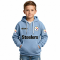 Classic Pittsburgh Steelers Football Inspired Quarter Zip Kids Hoodie
