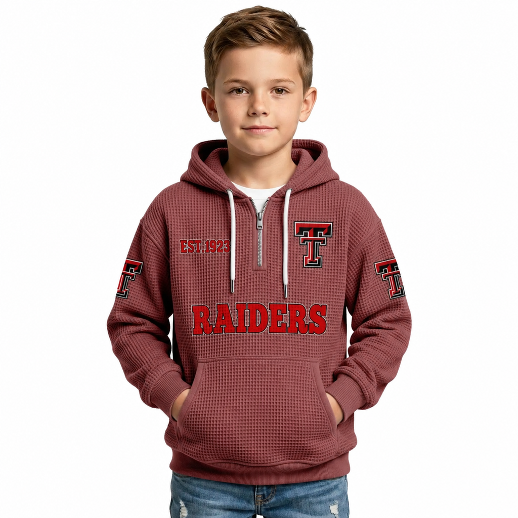 Raiders EST 1967 Printed Quarter Zip With Front Pocket Kids Hoodie