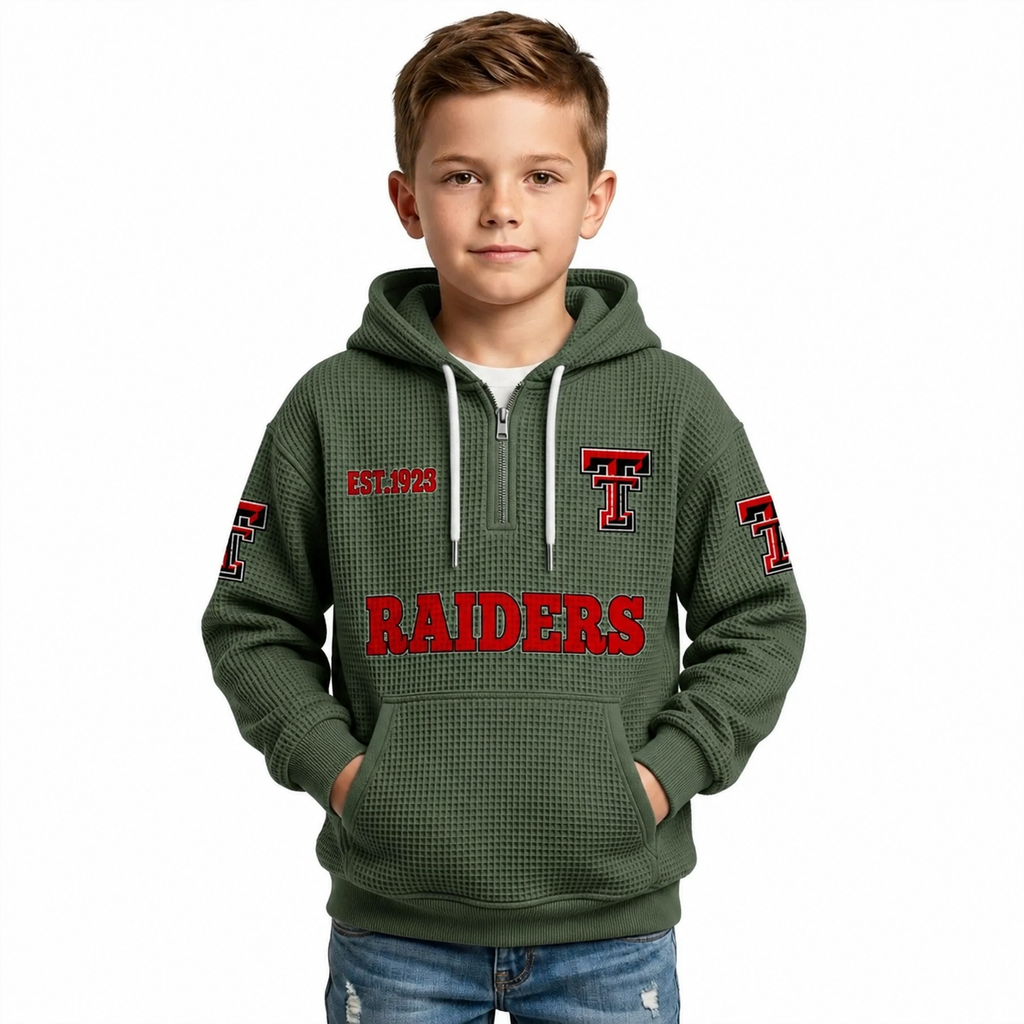 Raiders EST 1967 Printed Quarter Zip With Front Pocket Kids Hoodie