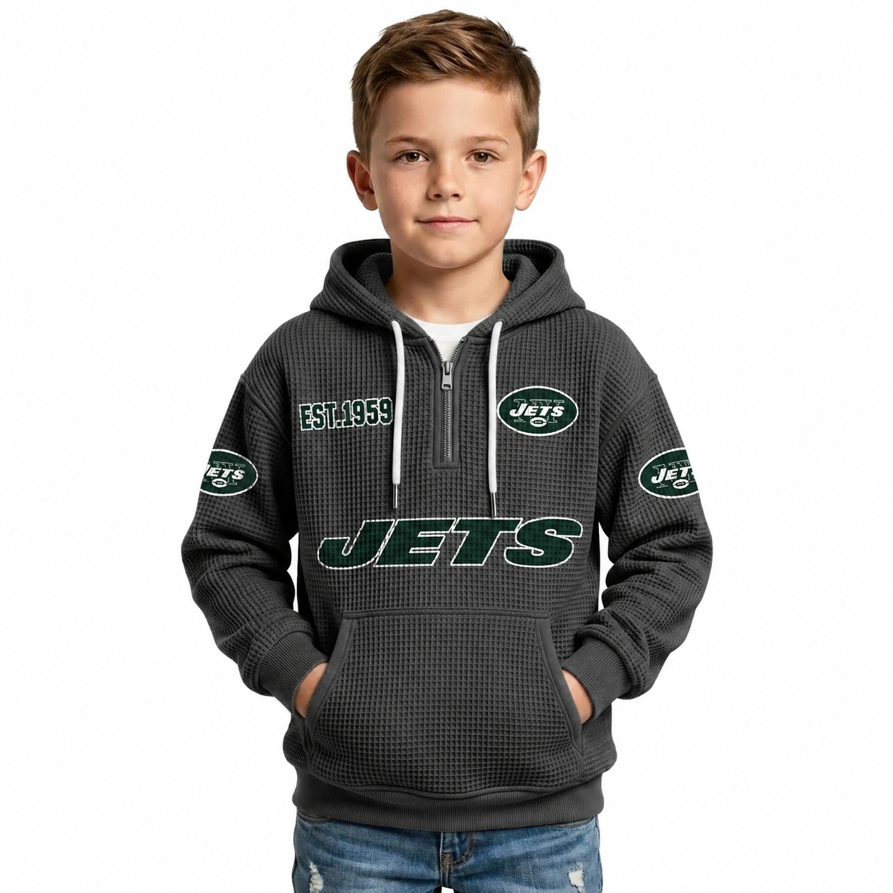 Jets EST 1959 Quarter Zip Kids Hoodie