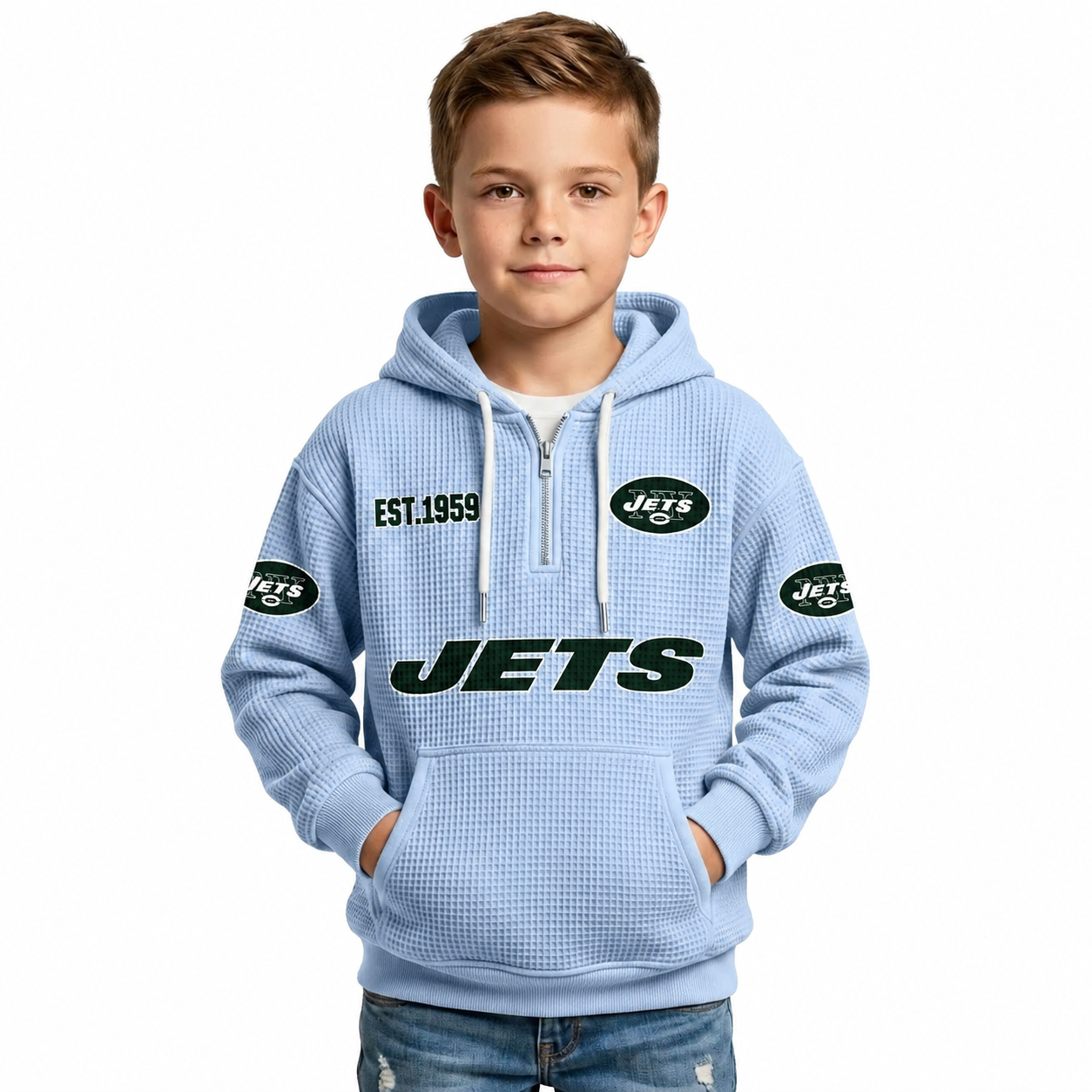 Jets EST 1959 Quarter Zip Kids Hoodie