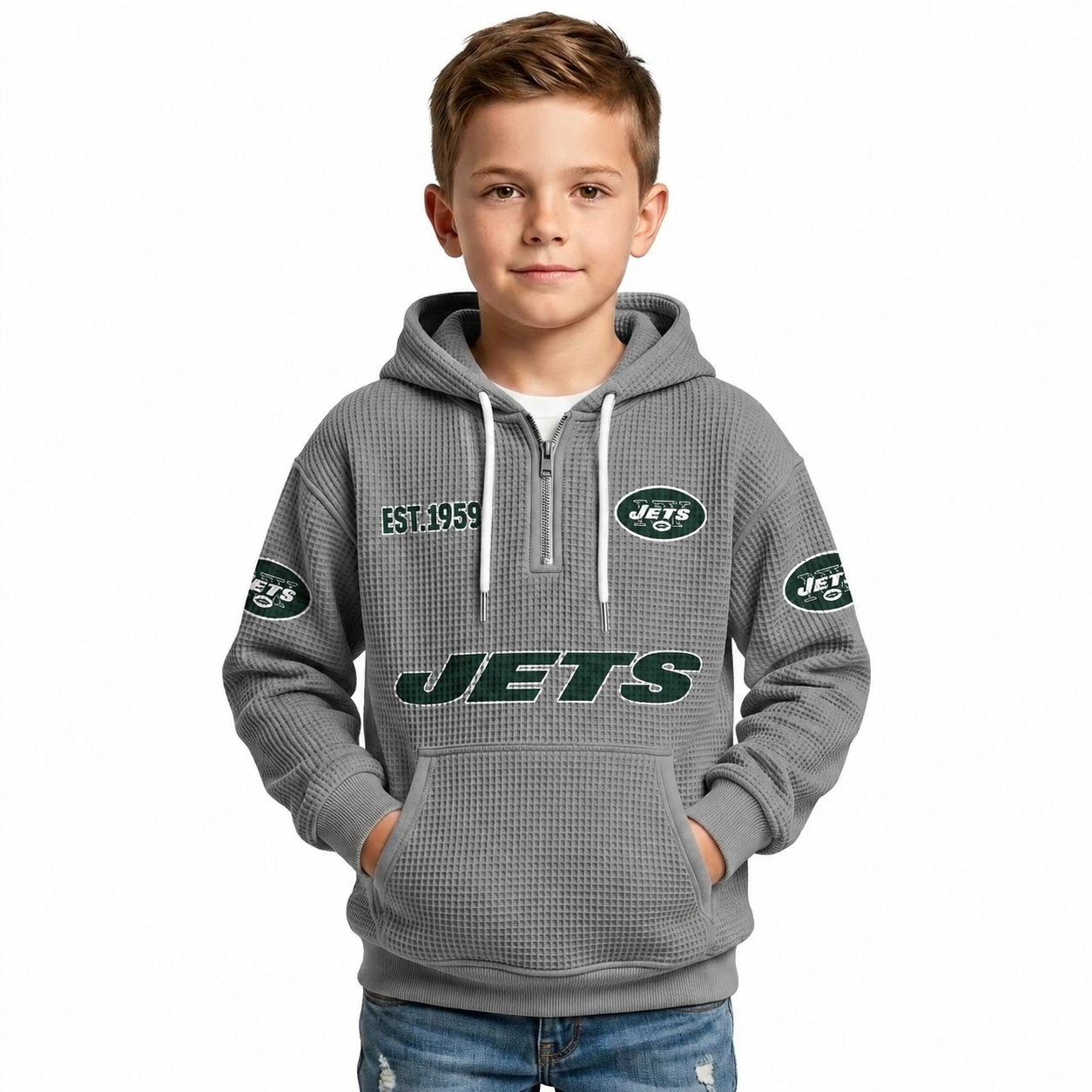 Jets EST 1959 Quarter Zip Kids Hoodie