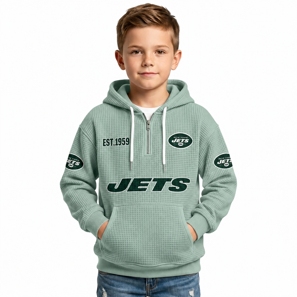 Jets EST 1959 Quarter Zip Kids Hoodie