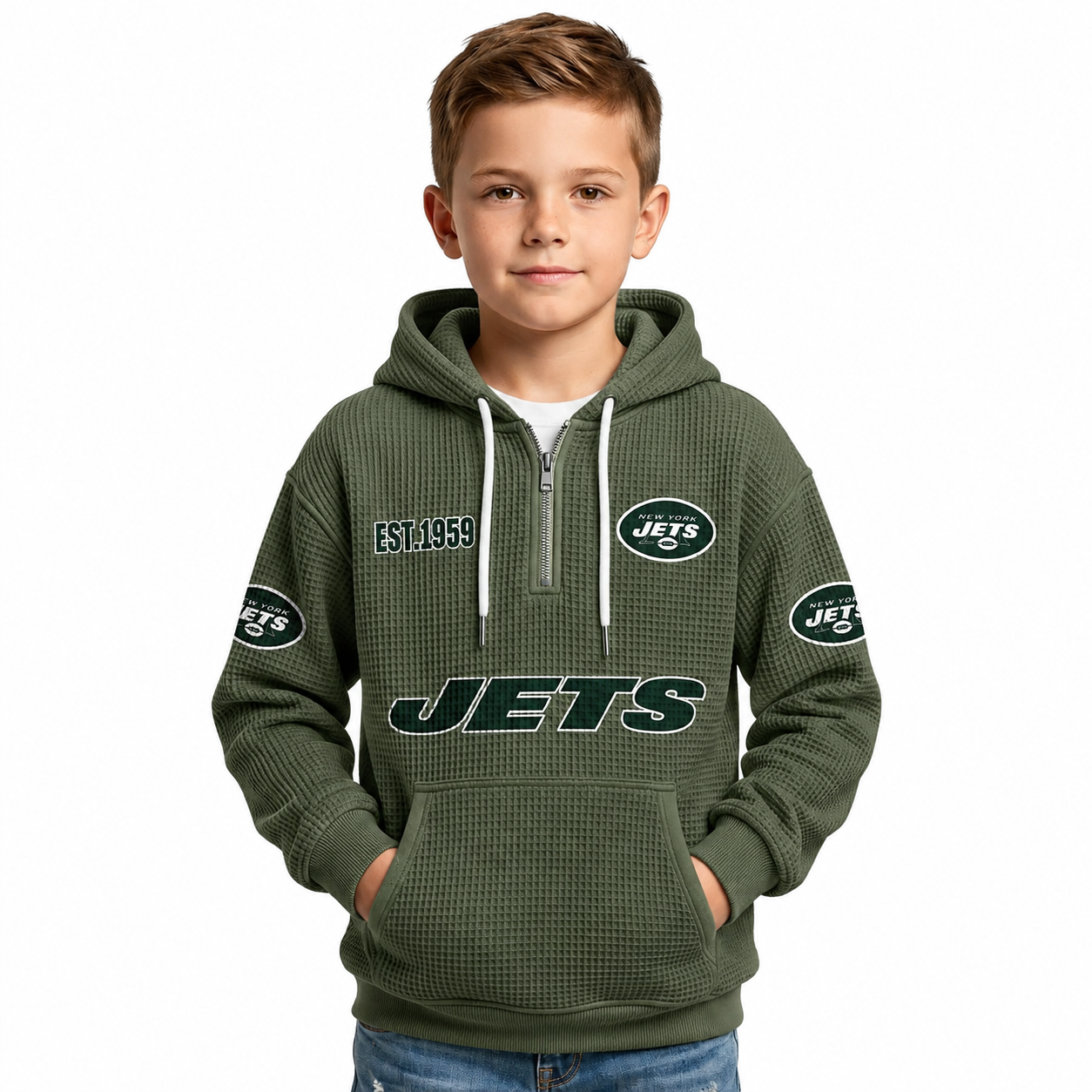 Jets EST 1959 Quarter Zip Kids Hoodie