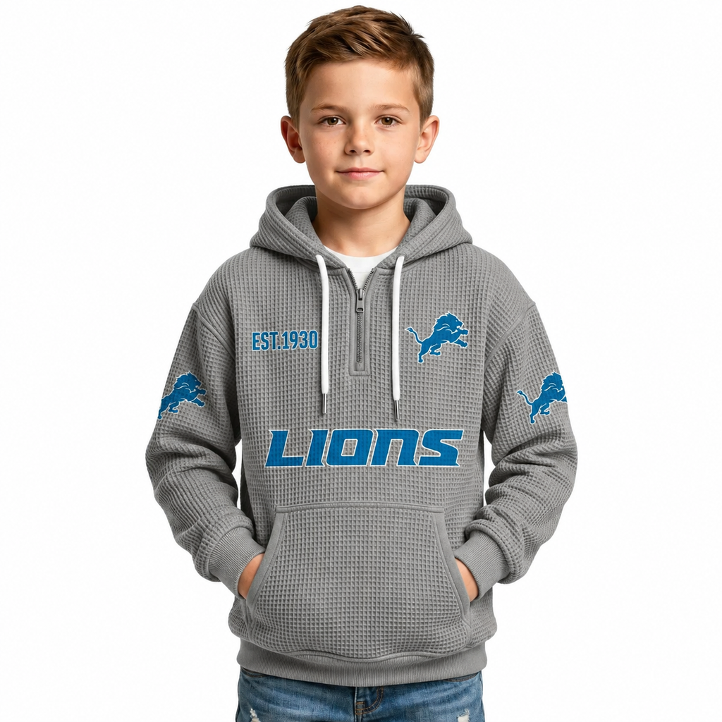 Detroit Lions EST 1930 Printed Quarter Zip Kids Hoodie