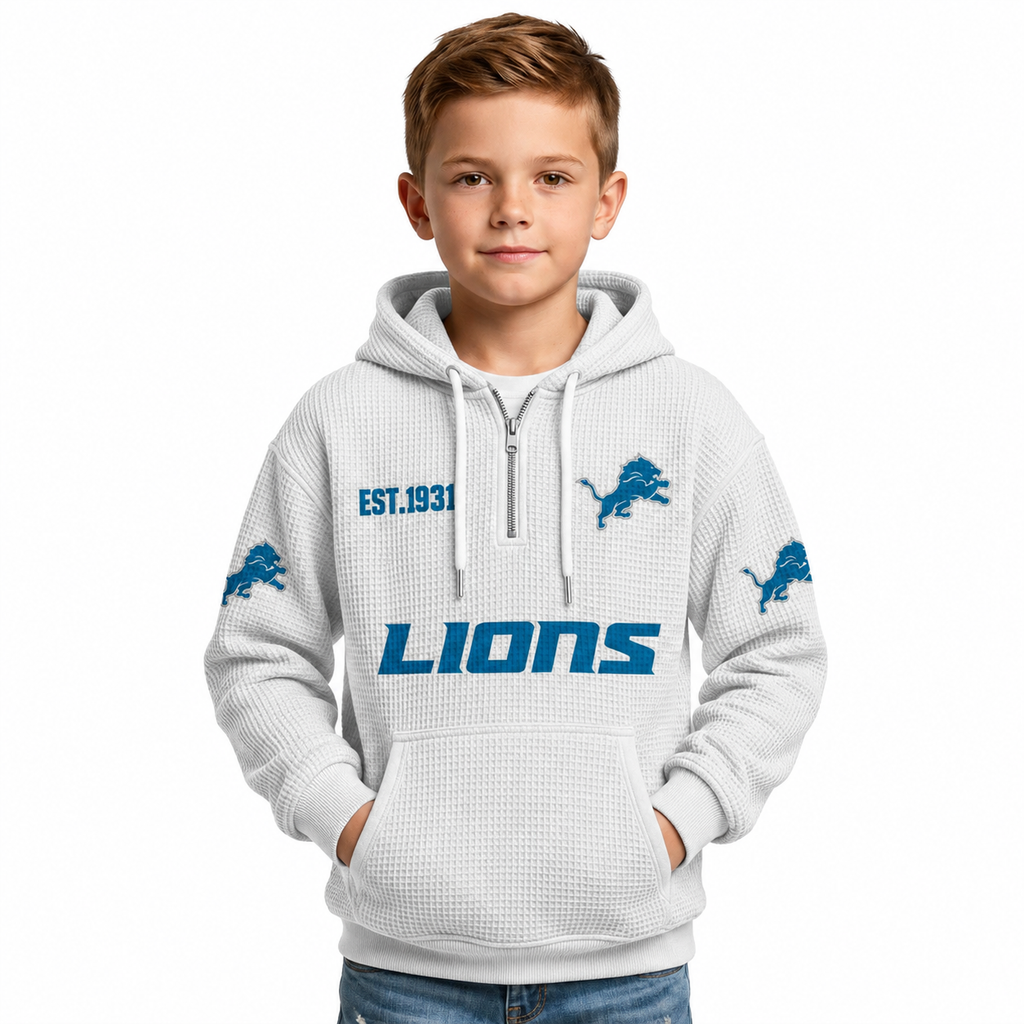 Detroit Lions EST 1930 Printed Quarter Zip Kids Hoodie