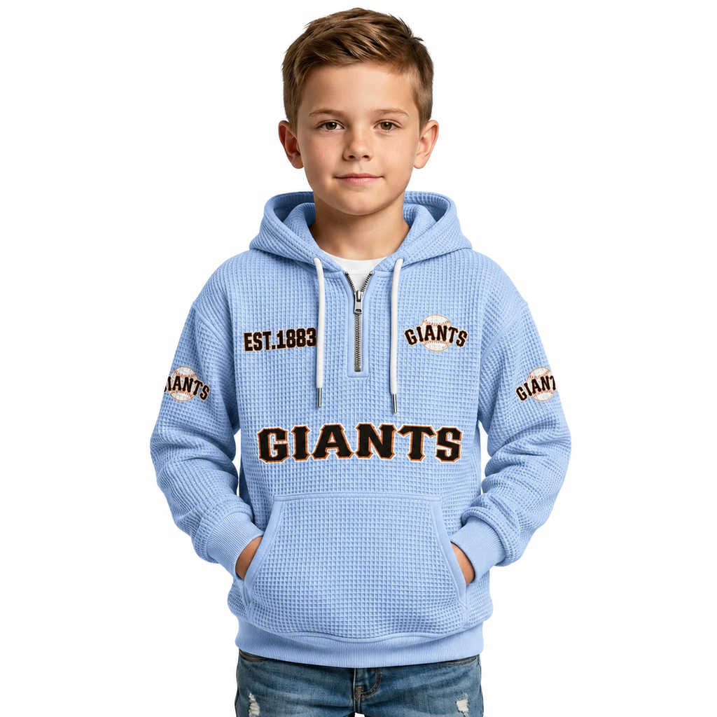 Giants EST 1883 Waffle Quarter Zip Kids Hoodie