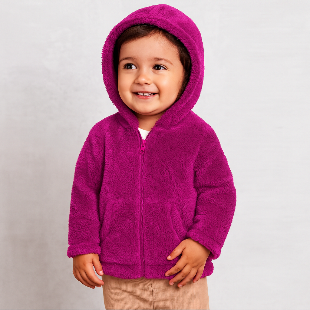 Girls Long Sleeve Sherpa Zip Up Hoodie