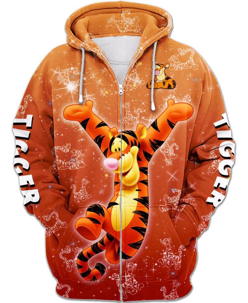 Cheerful Tigger Print Hoodie