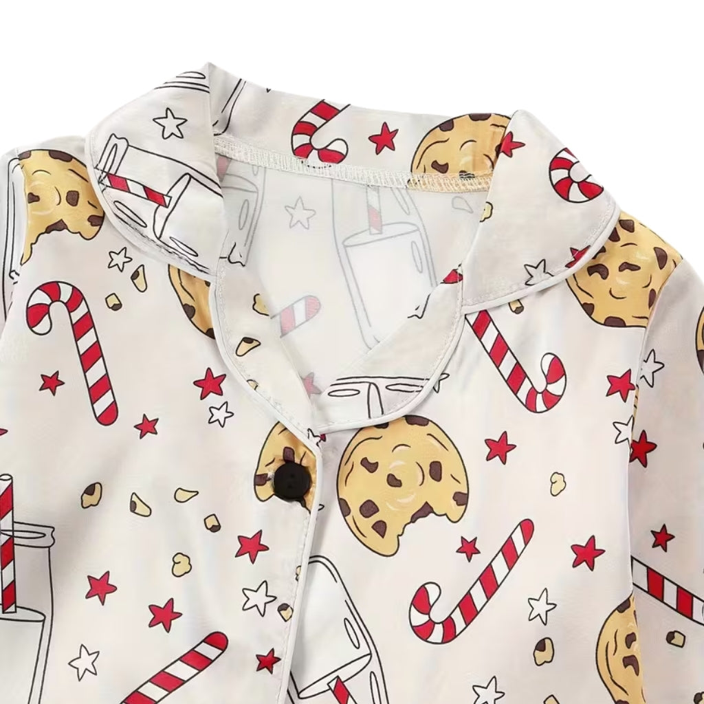 Girls Long Sleeve Cookie Print Pajama Set