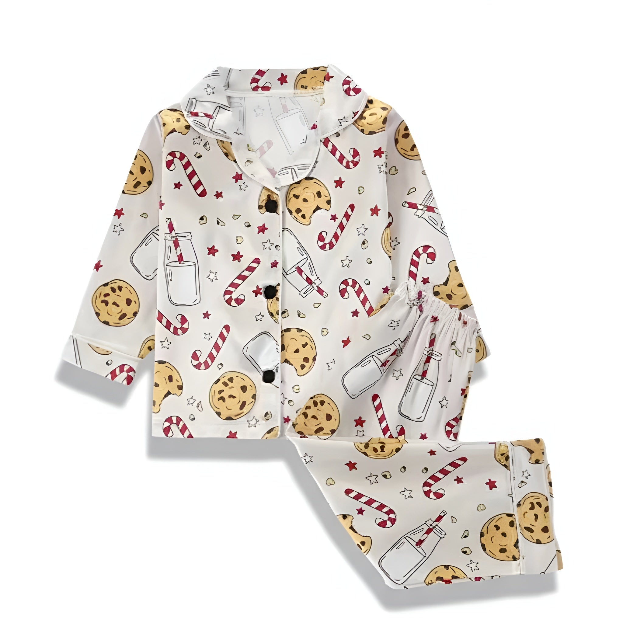 Girls Long Sleeve Cookie Print Pajama Set