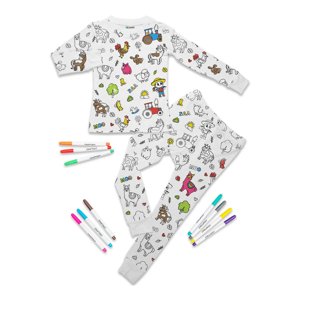 Kids Santa And Christmas Tree Creative Printed Pajama Set