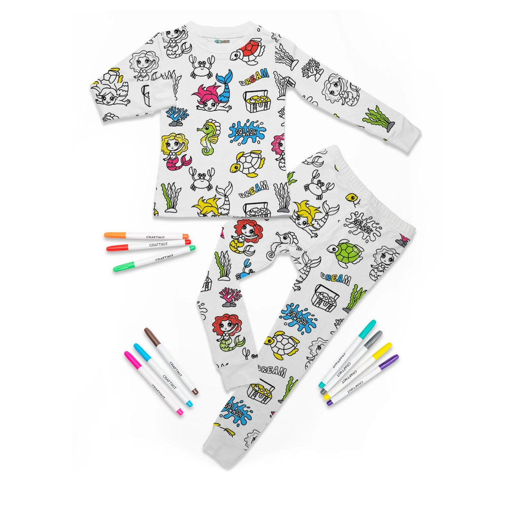 Kids Santa And Christmas Tree Creative Printed Pajama Set
