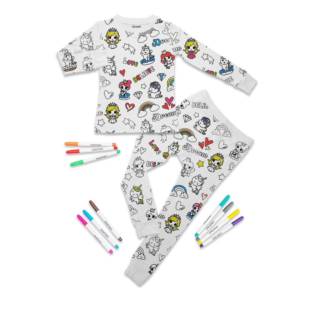 Kids Santa And Christmas Tree Creative Printed Pajama Set