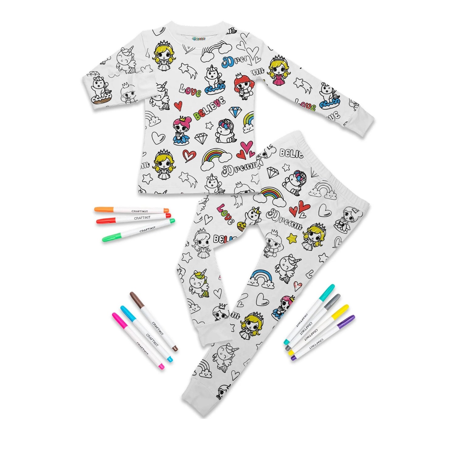 Kids Santa And Christmas Tree Creative Printed Pajama Set