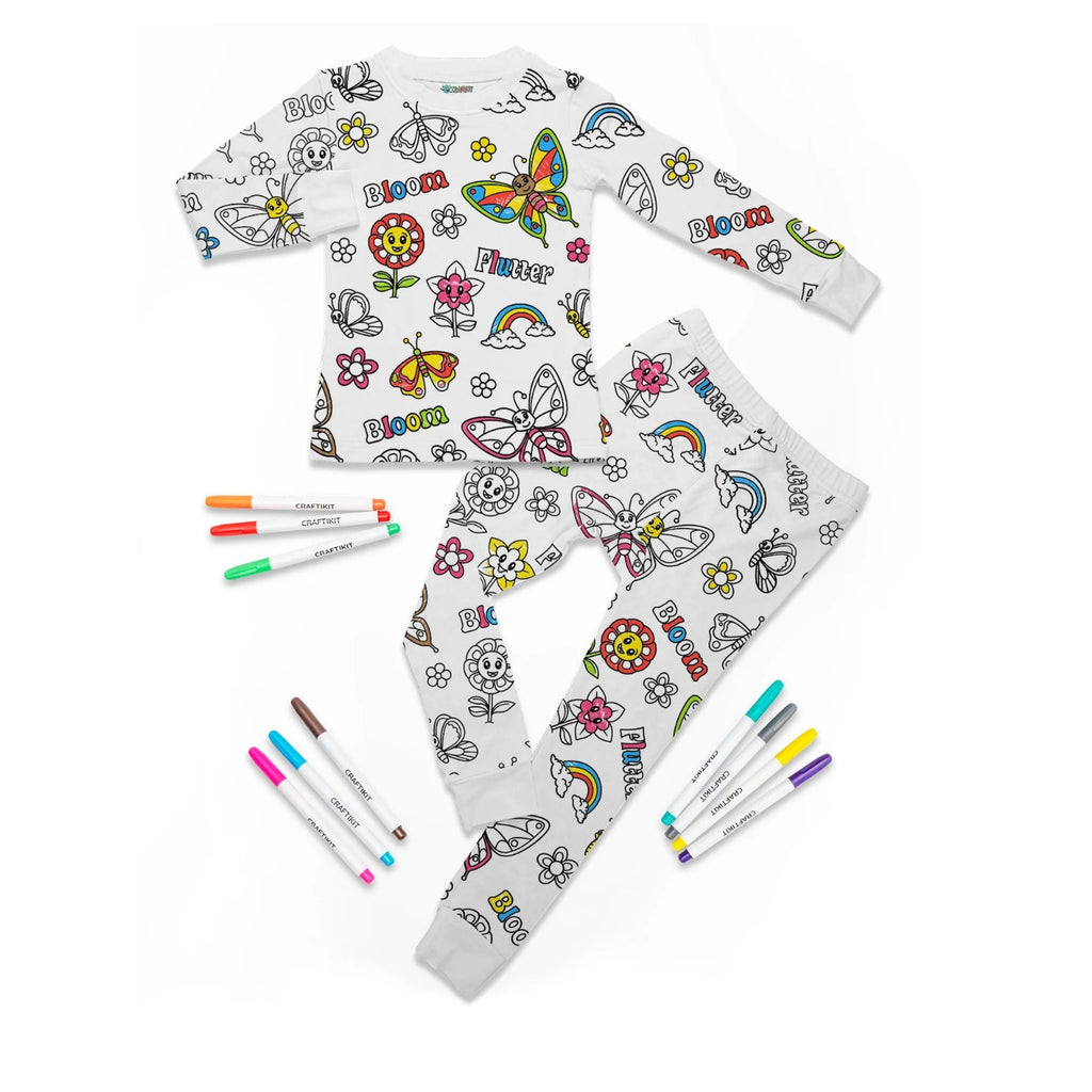 Kids Santa And Christmas Tree Creative Printed Pajama Set
