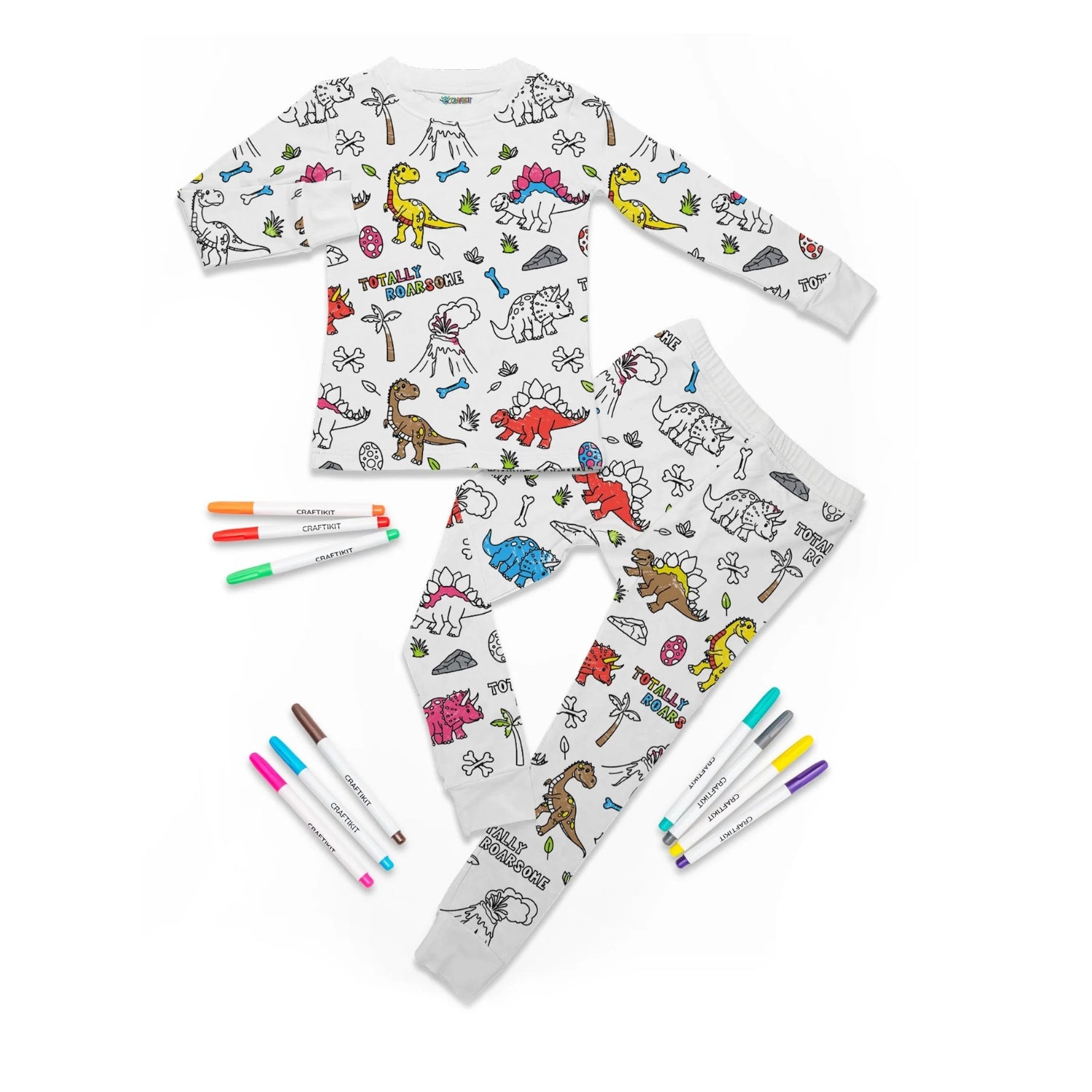 Kids Santa And Christmas Tree Creative Printed Pajama Set