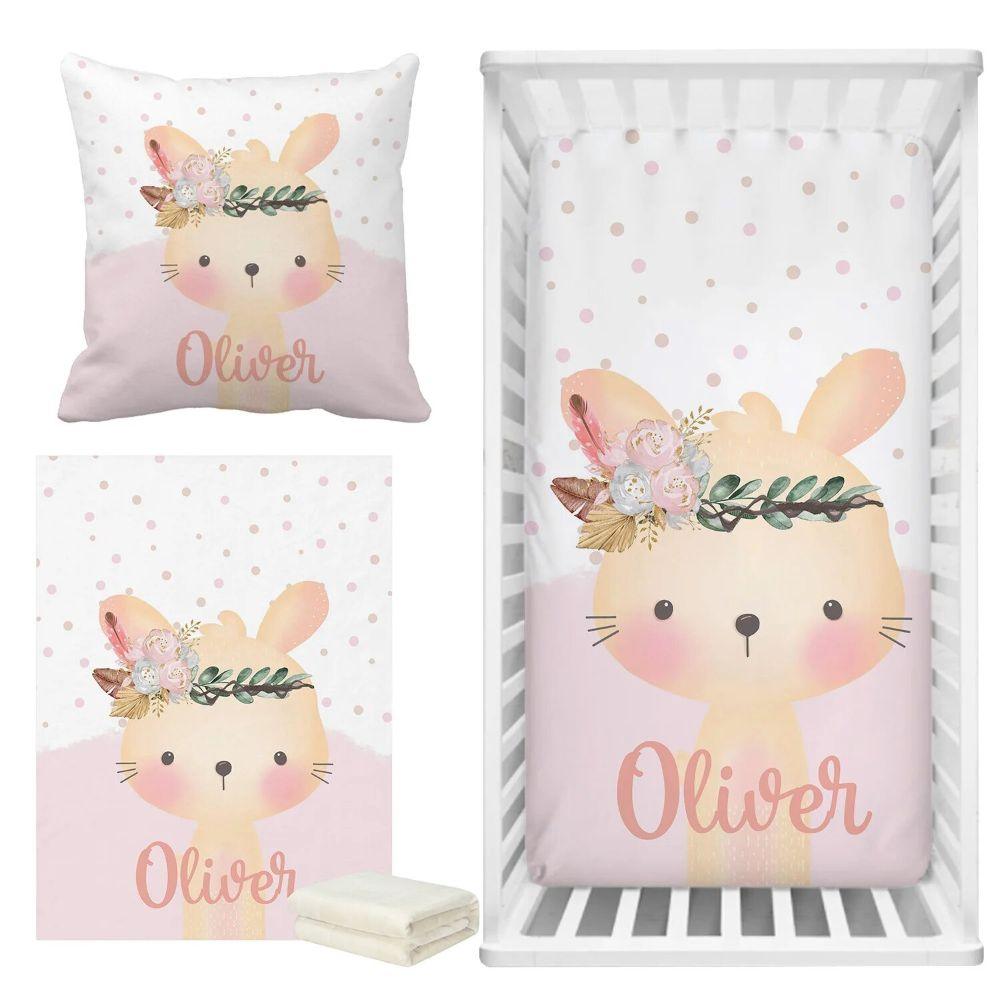 Custom Boho Bunny Bedding Set