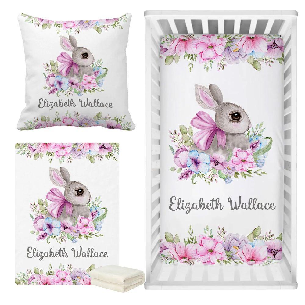 Custom Floral Bunny Bedding