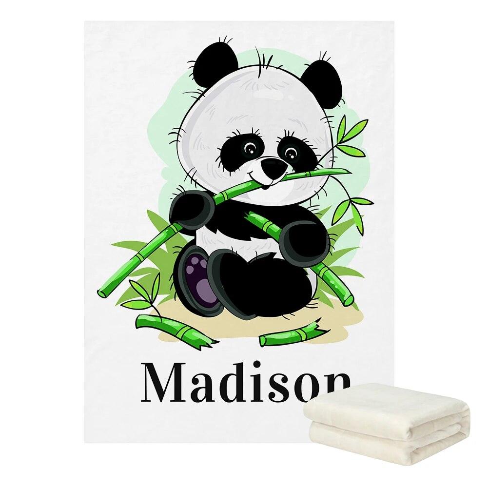 Panda Floral Name Blanket