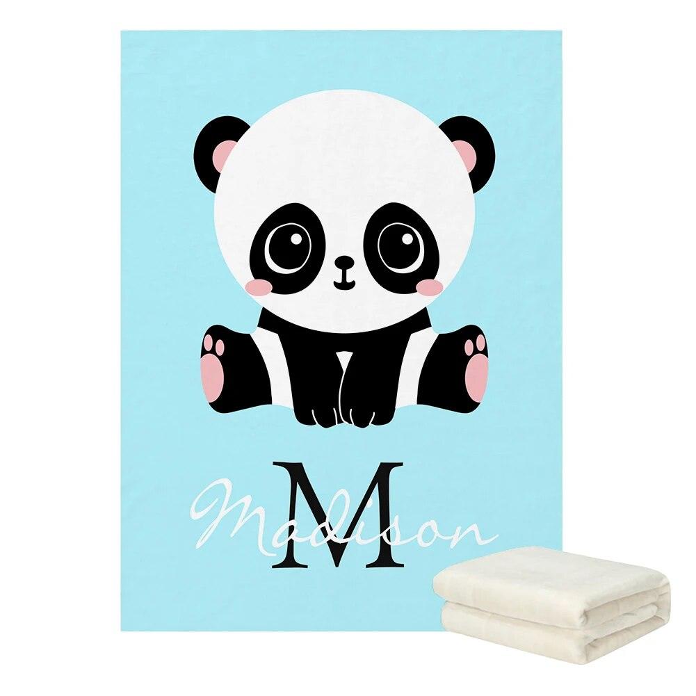 Panda Floral Name Blanket