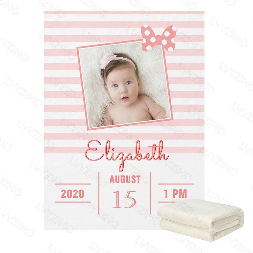 Photo Birth Announcement Blanket Custom Baby Keepsake Gift